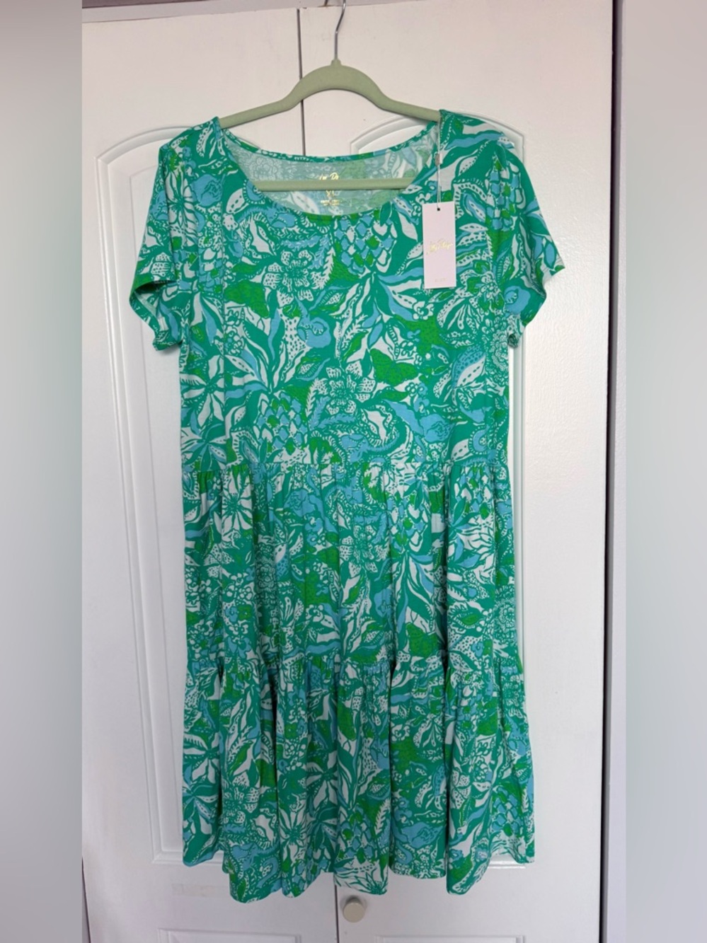 NEW Lilly Pulitzer Geanna Swing Dress Botanical Green Safari Sangria  Size XL